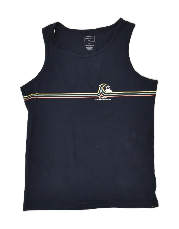 puffer vests for men -QUIKSILVER Boys Vest Top 13-14 Years Navy Blue Cotton