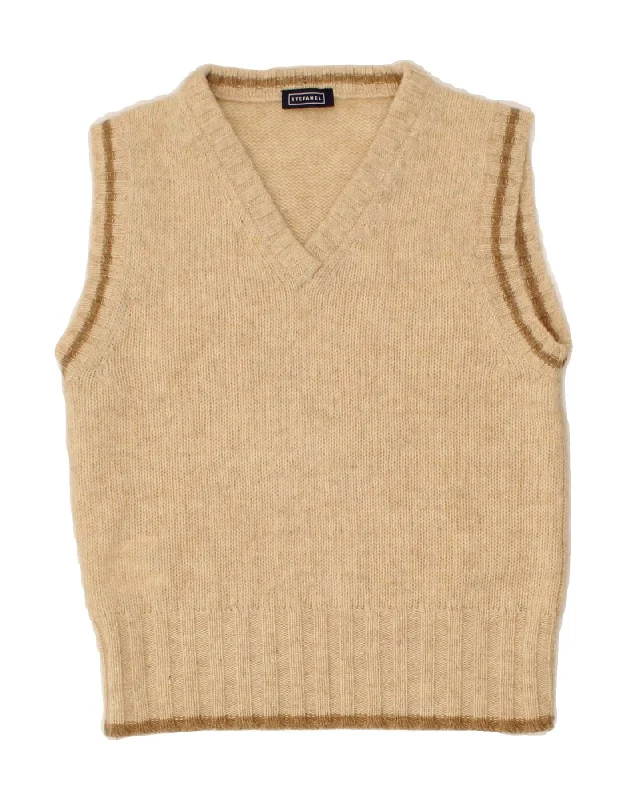 leather vests for men -STEFANEL Boys Vest Tank Top 6-7 Years Beige Wool