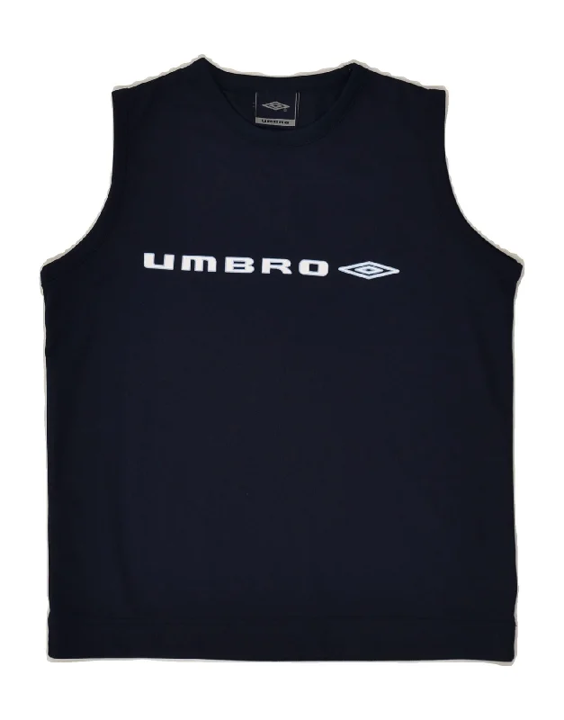 men's fleece vests -UMBRO Boys Graphic Vest Top 10-11 Years Navy Blue Polyester