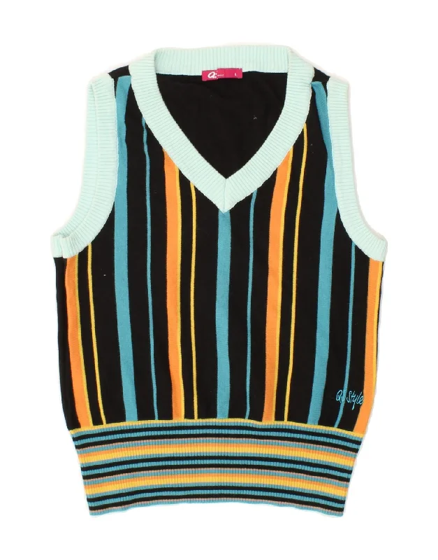 men's cotton vests -VINTAGE Girls Vest Tank Top 10-11 Years Large Multicoloured Striped