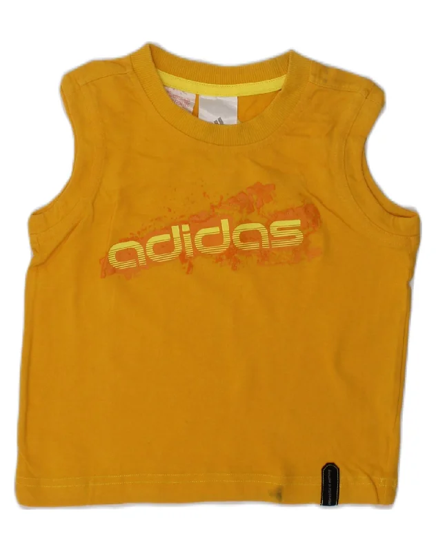 men's puffer vests -ADIDAS Boys Graphic Vest Top 3-4 Years Yellow Cotton