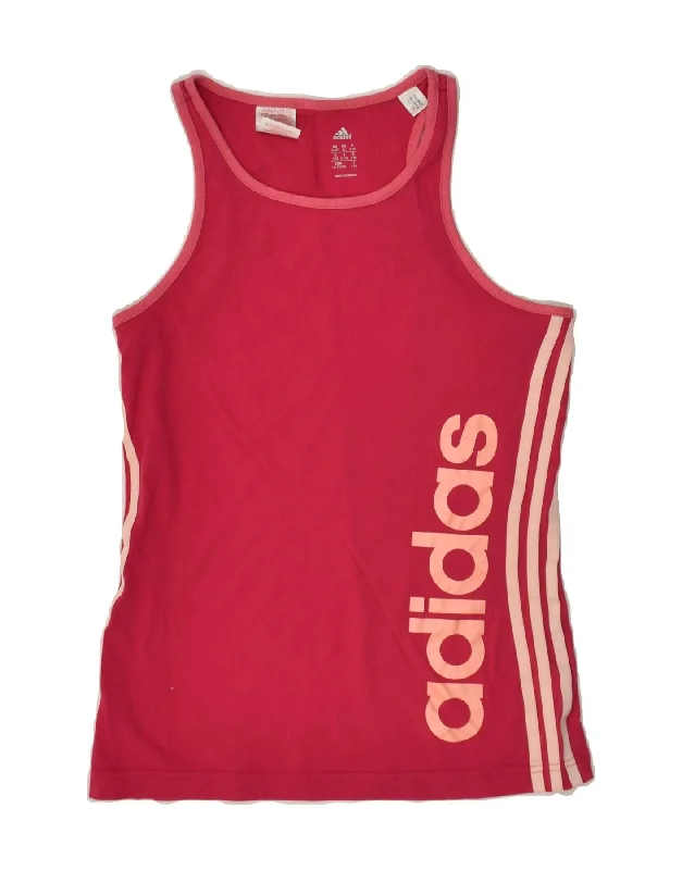 men's fleece-lined vests -ADIDAS Girls Graphic Vest Top 14-15 Years Red