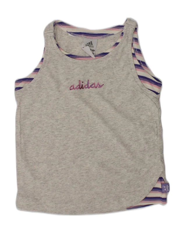 vests for layering for men -ADIDAS Girls Graphic Vest Top 7-8 Years Medium Grey Cotton