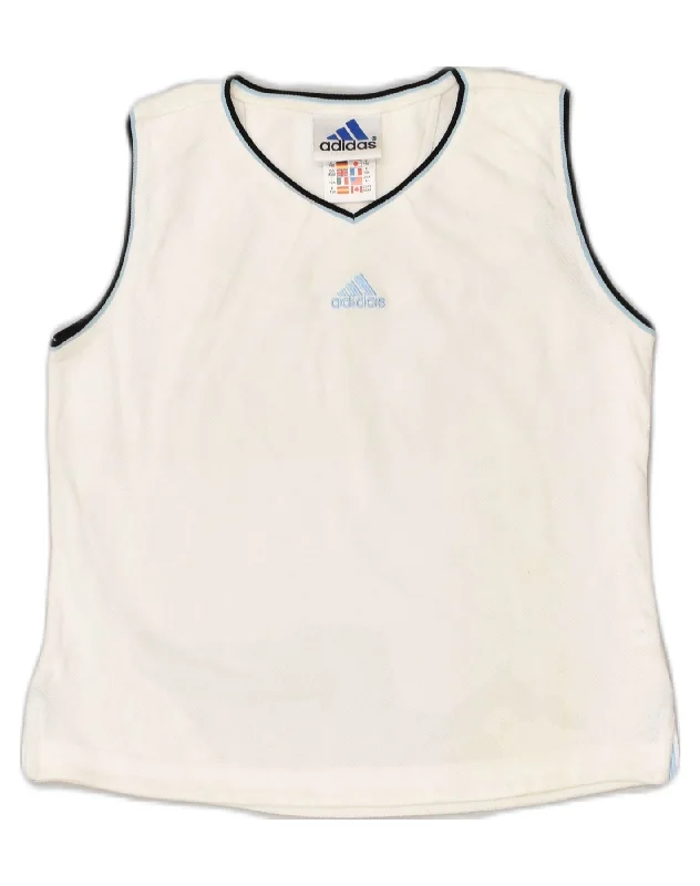 men's sleeveless jackets -ADIDAS Girls Vest Top 11-12 Years White Cotton