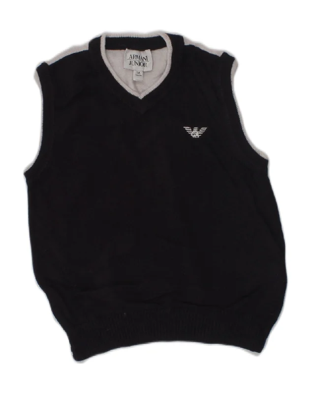 men's military-style vests -ARMANI JUNIOR Boys Vest Tank Top 2-3 Years Black Colourblock Cotton