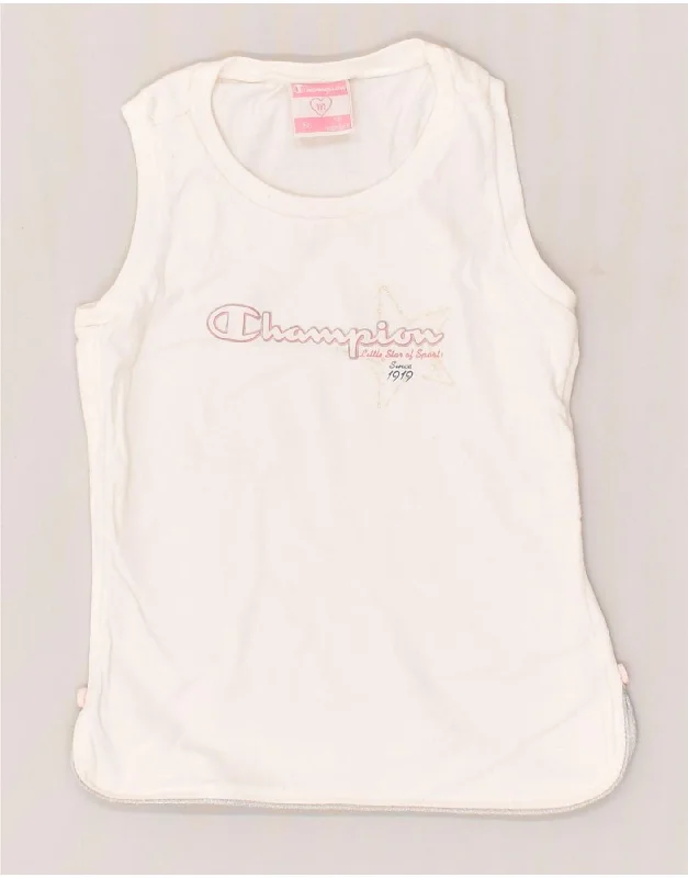 men's casual waistcoats -CHAMPION Baby Girls Graphic Vest Top 12-18 Months White Cotton