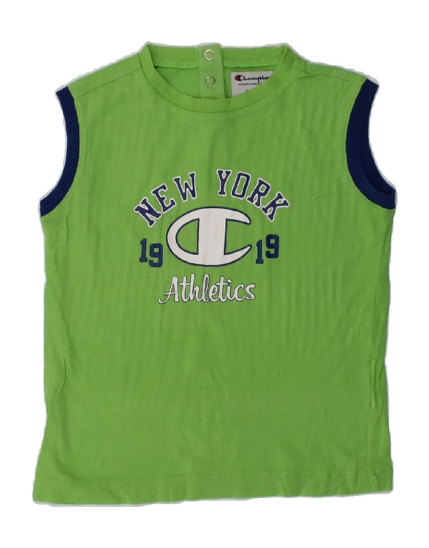 men's vest jackets -CHAMPION Boys Graphic Vest Top 2-3 Years XL  Green