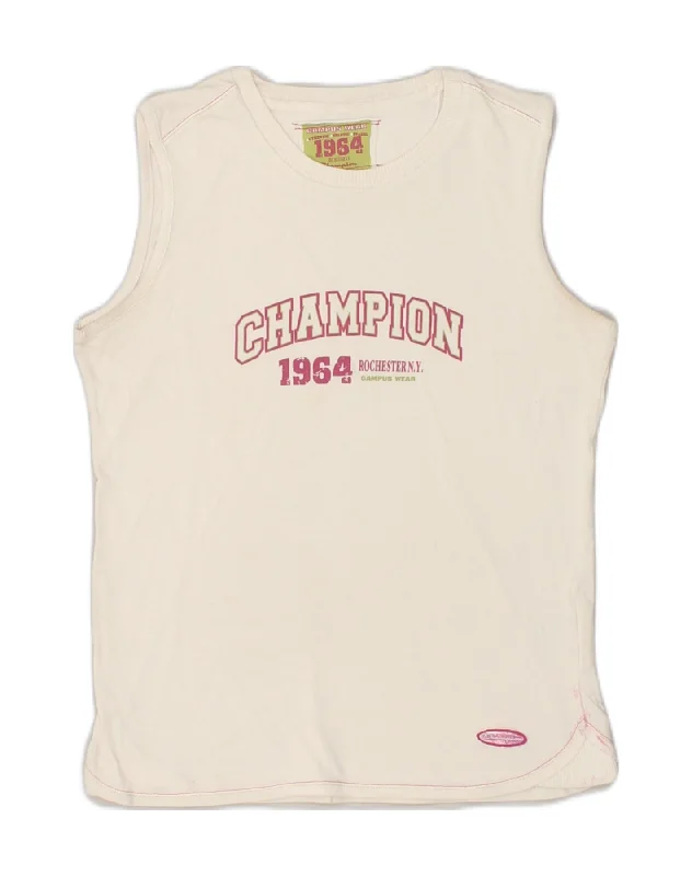 formal waistcoats for men -CHAMPION Girls Graphic Vest Top 13-14 Years XL White Cotton