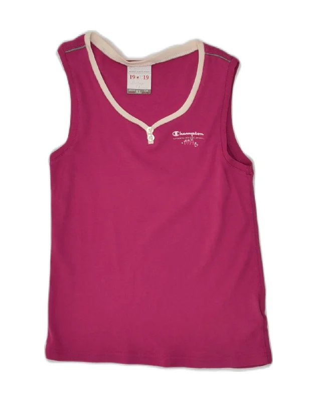 men's designer waistcoats -CHAMPION Girls Vest Top 13-14 Years XL  Pink Cotton