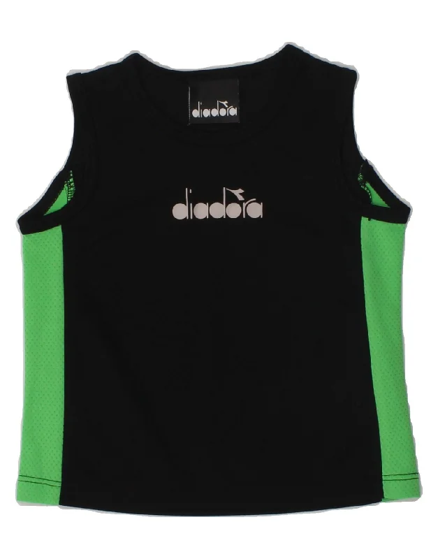 stylish formal vests for men -DIADORA Baby Boys Graphic Vest Top 9-12 Months Black Colourblock Polyester