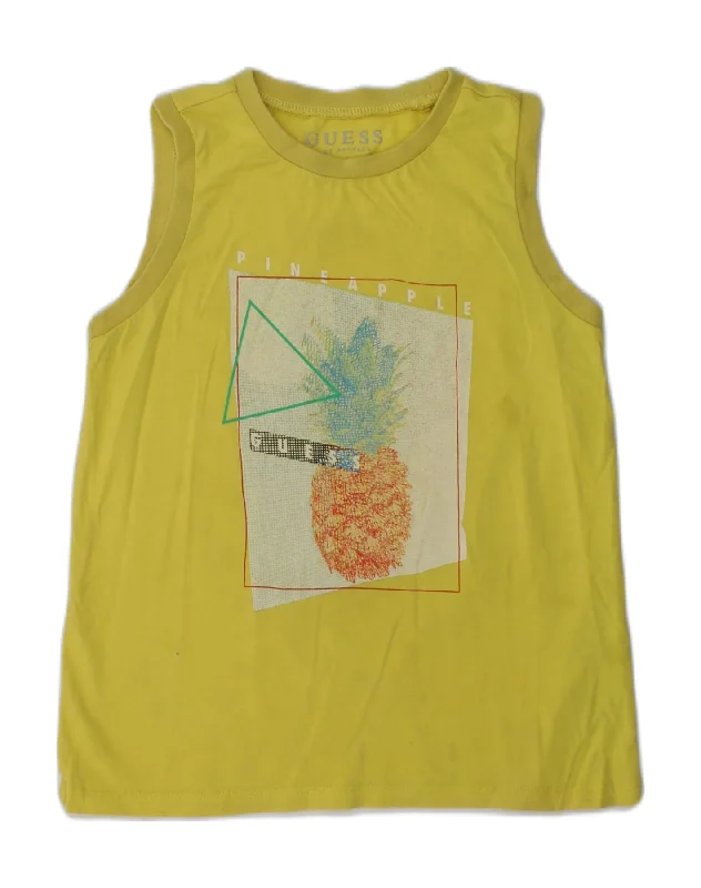 cotton vest jackets for men -GUESS Girls Graphic Vest Top 5-6 Years Green Cotton