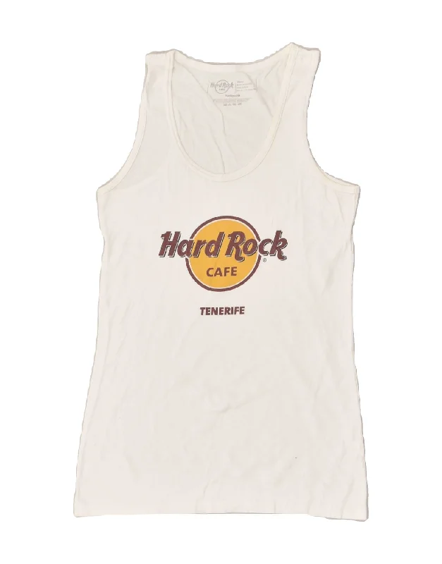 men's formal vest jackets -HARD ROCK CAFE Boys Tenerife Graphic Vest Top 6-7 Years Small White Cotton