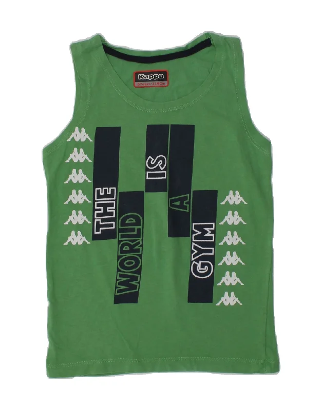 tailored waistcoats for formal occasions -KAPPA Boys Graphic Vest Top 5-6 Years Green