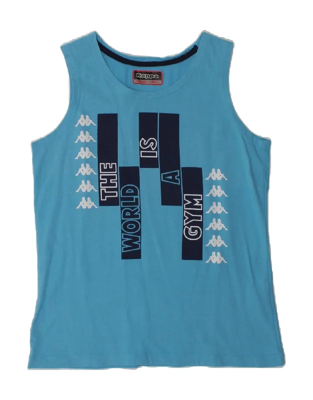 men's vests for summer -KAPPA Boys Graphic Vest Top 9-10 Years Blue Cotton