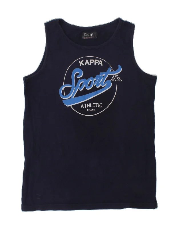 classic waistcoats for men -KAPPA Boys Graphic Vest Top 9-10 Years Navy Blue Cotton