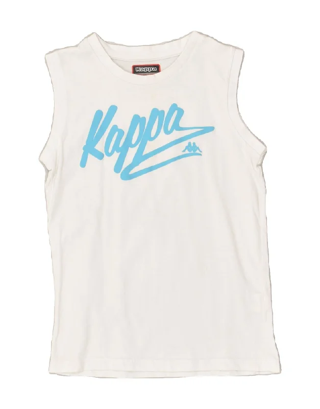 men's fitted vest jackets -KAPPA Boys Graphic Vest Top 9-10 Years White Cotton