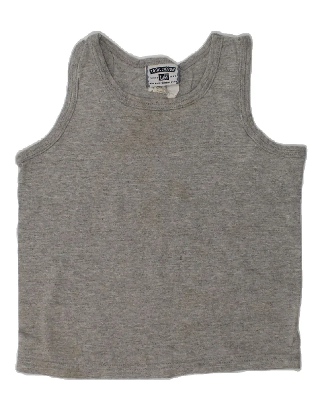 fashionable sleeveless vests for men -LEE Boys Vest Top 3-4 Years Grey Cotton