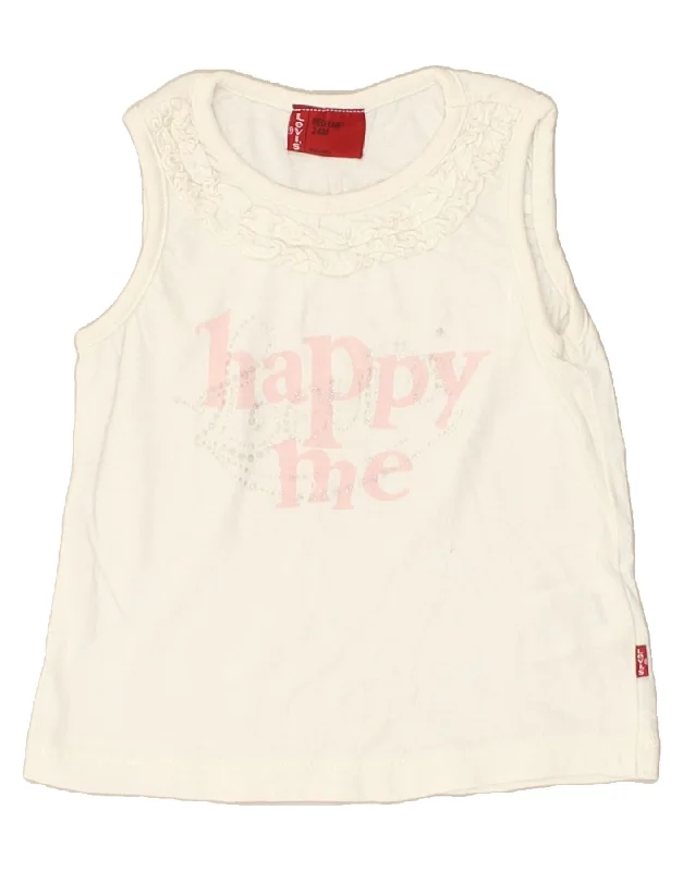 men's sporty vests -LEVI'S Baby Girls Graphic Vest Top 18-24 Months White Cotton