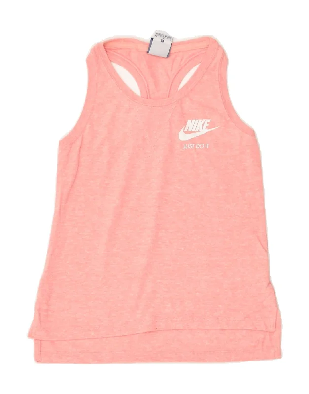 men's vest with pockets -NIKE Girls Graphic Vest Top 10-11 Years Medium Pink Cotton