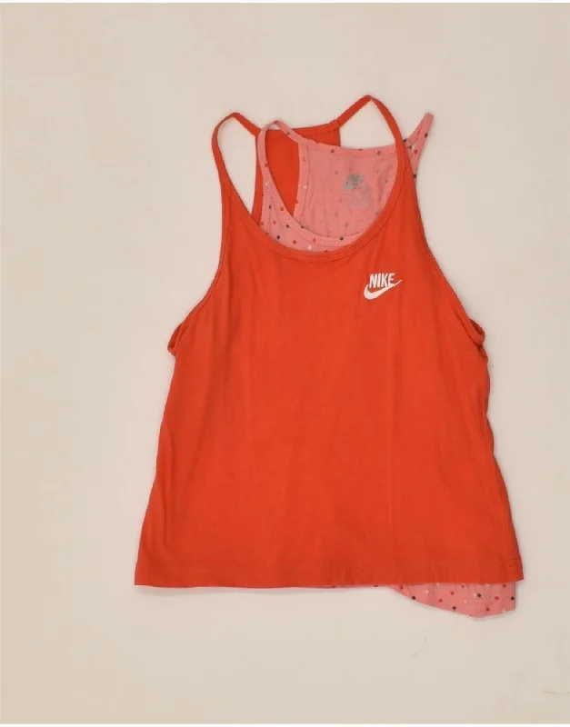 quilted vests for men -NIKE Girls Vest Top 6-7 Years Red Cotton