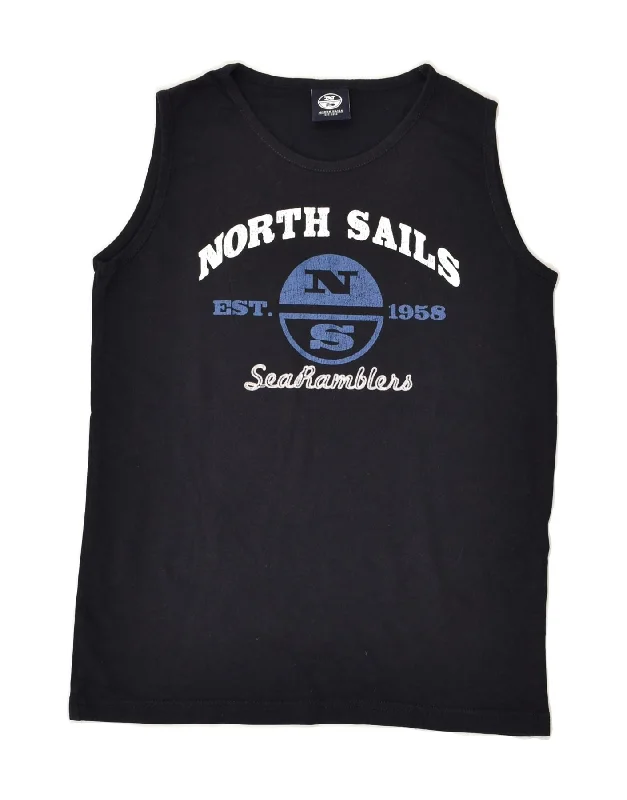 casual vests for men -NORTH SAILS Boys Graphic Vest Top 11-12 Years Navy Blue Cotton