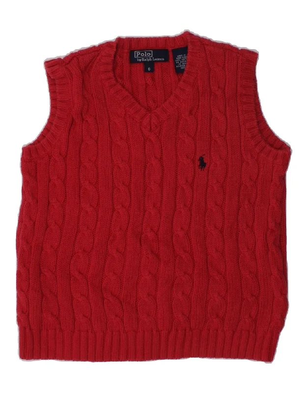 men's vest for evening wear -POLO RALPH LAUREN Boys Vest Tank Top 5-6 Years Red Cotton