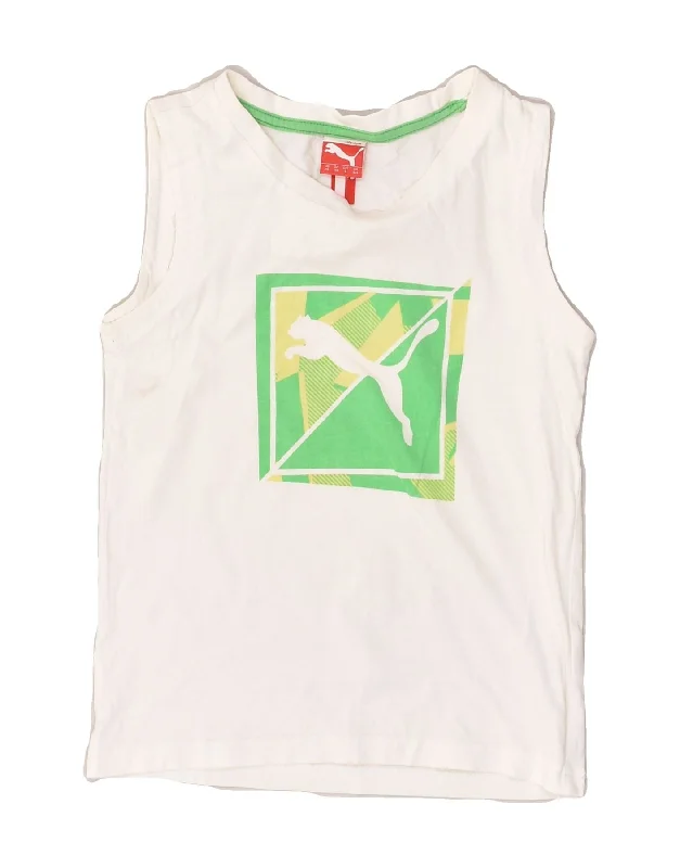 men's formal vest options -PUMA Boys Graphic Vest Top 5-6 Years White Cotton