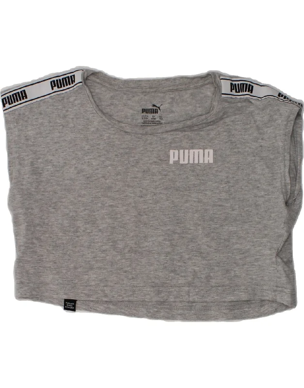 men's zippered waistcoats -PUMA Girls Vest Top 4-5 Years Grey Cotton