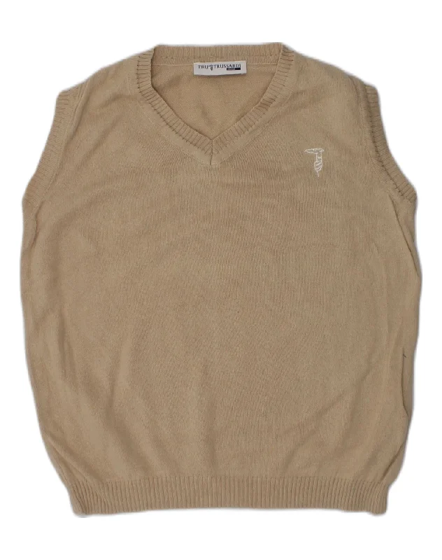 elegant waistcoats for men -TRUSSARDI Boys Vest Tank Top 4-5 Years Beige Cotton