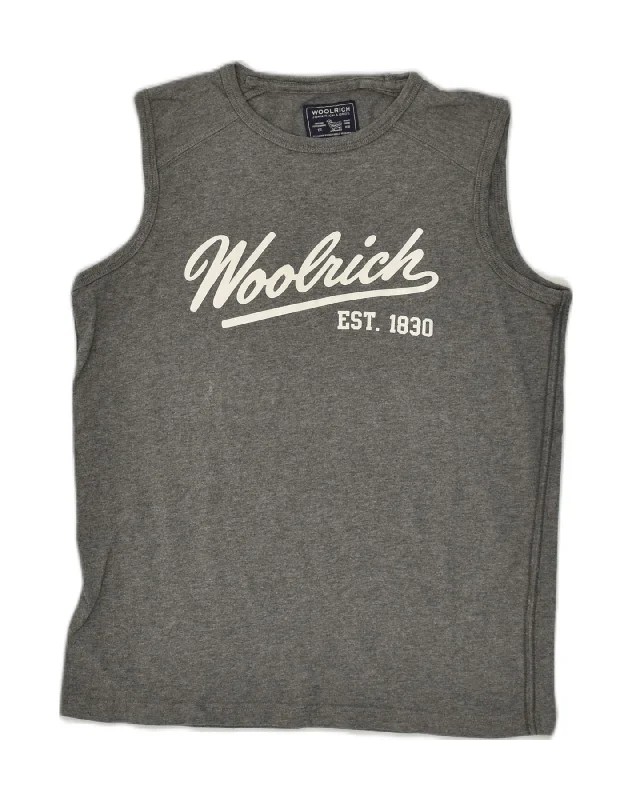 high-quality vests for men -WOOLRICH Boys Graphic Vest Top 11-12 Years Grey