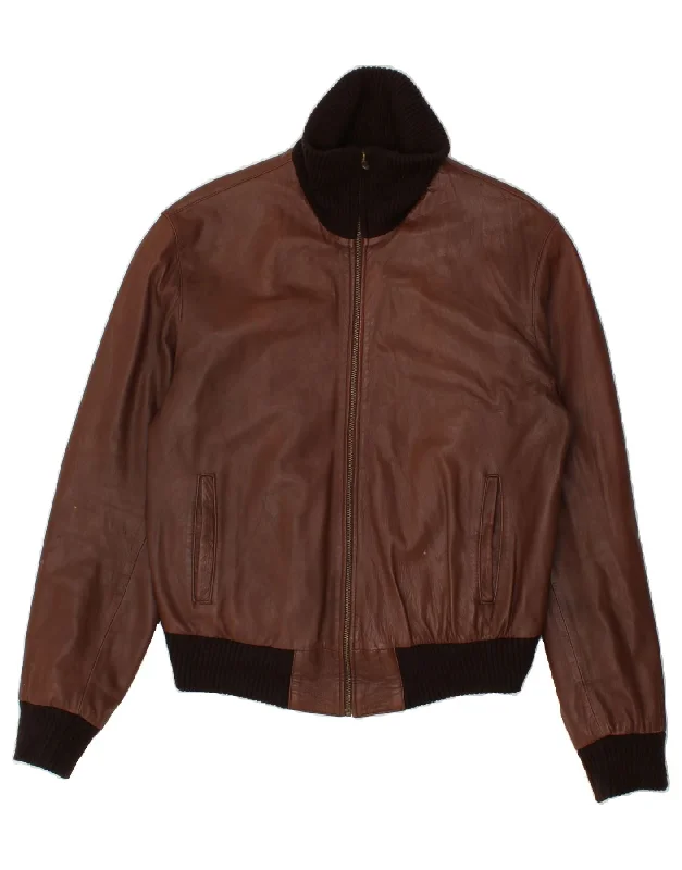 sleek vests for men -1957 LEGENDARY Mens Bomber Leather Jacket IT 52 XL Brown Leather