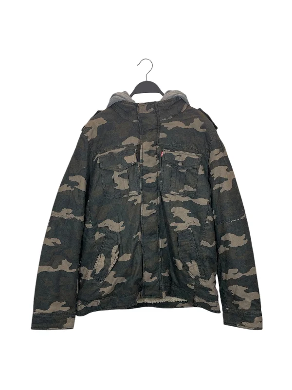 men's athletic hoodies -Levi's/Jacket/L/Cotton/GRN/Camouflage/GREY HOODIE