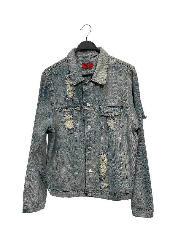 men's winter vests -424(FourTwoFour)/Denim Jkt/Denim/BLU/DISTRESSED TRUCKER JACKET