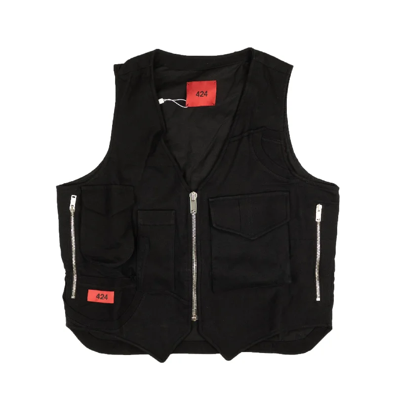 men's waistcoats for suits -424 On Fairfax Logo Patch Outerwear Vest - Black