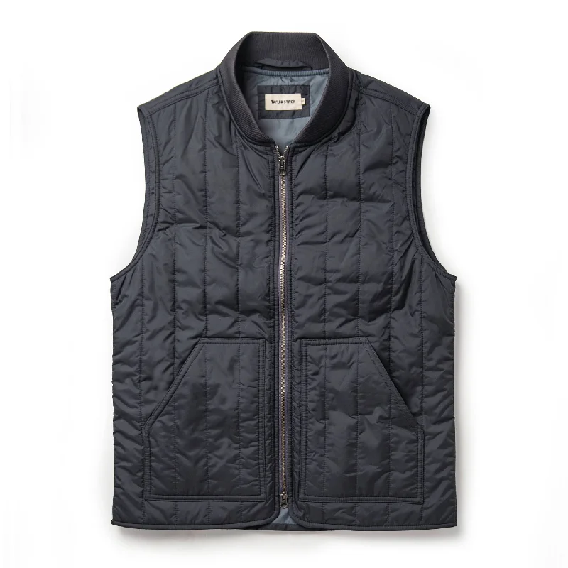 men's vests with zippers -The Able Vest in Quilted Charcoal