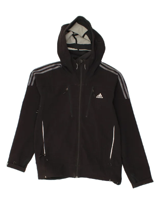 men's waistcoats for winter -ADIDAS Mens Hooded Rain Jacket UK 38 Medium Black Polyester