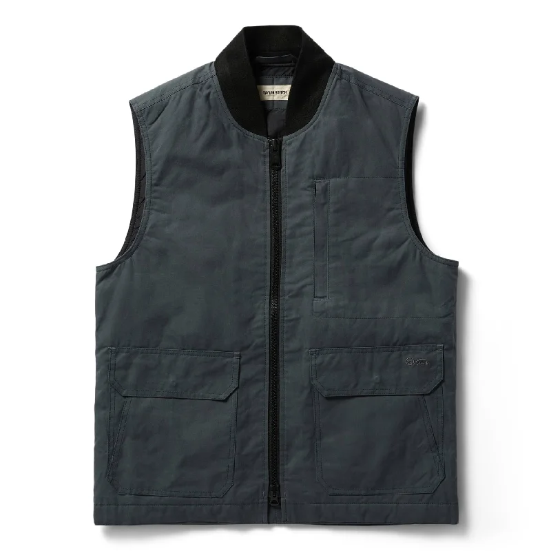 men's casual plaid vests -The Anchorage Vest in Charcoal Dry Wax