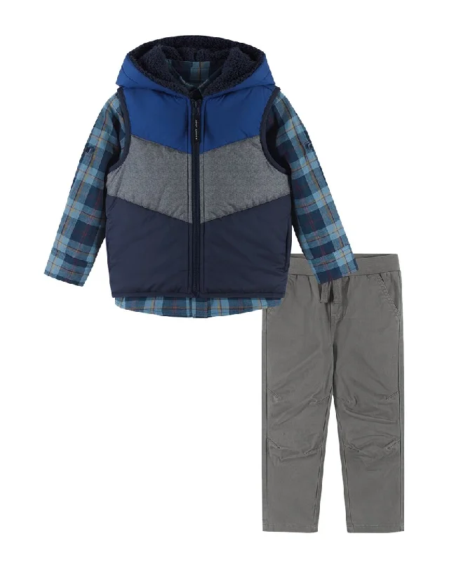 men's slim-fit sleeveless vests -Andy & Evan Hooded Puffer Vest Set