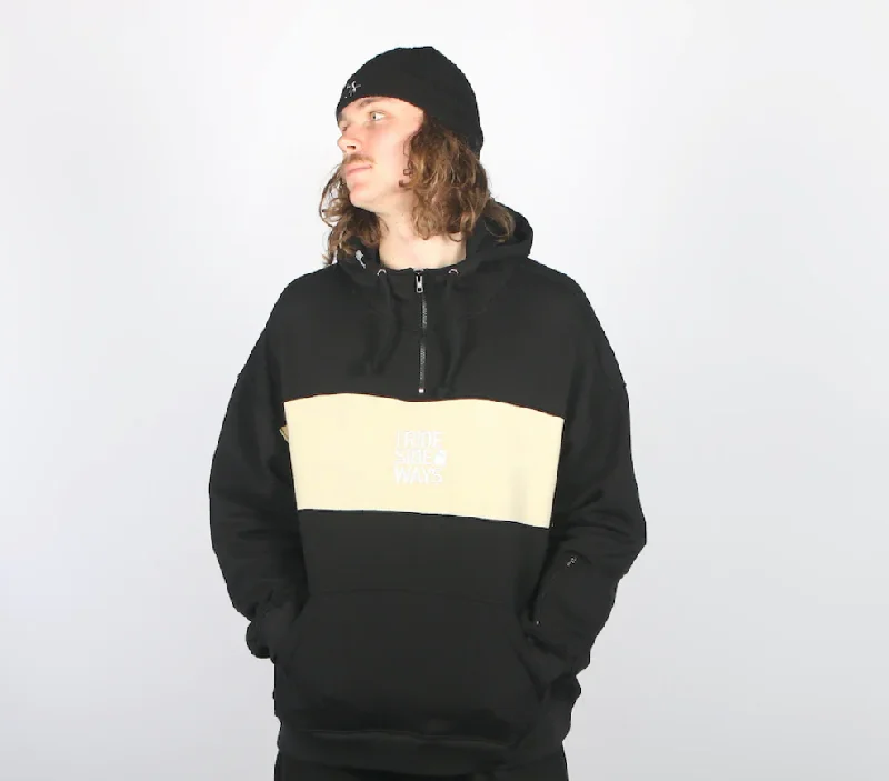 men's hoodies with logo -I Ride Sideways Antons DWR Oversized Hoodie - Black/Tan