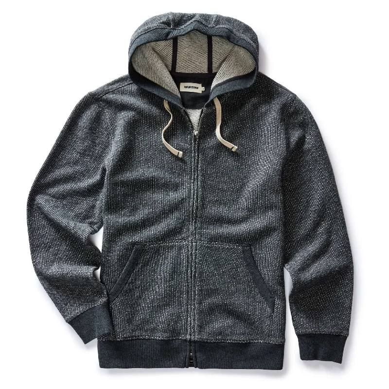 high-quality sweatshirts for men -The Apres Zip Hoodie in Graphite French Terry Twill