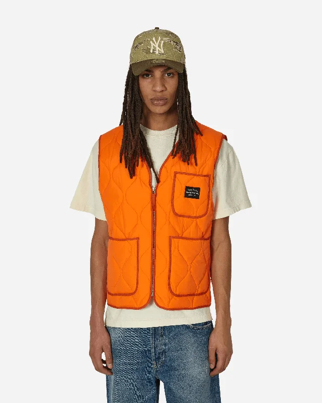 men's vest with pockets -Quilted Nylon Shell Vest Orange