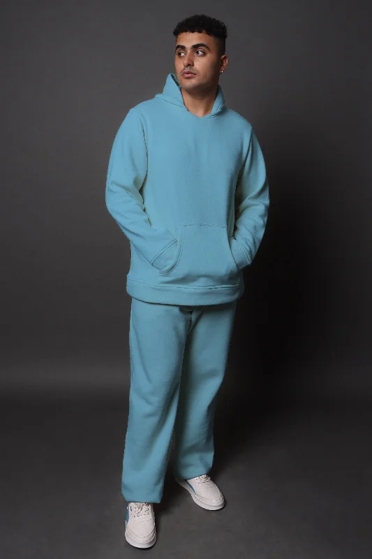 high-quality sweatshirts for men -Baby Blue Hoodie Co-Ord Set#21