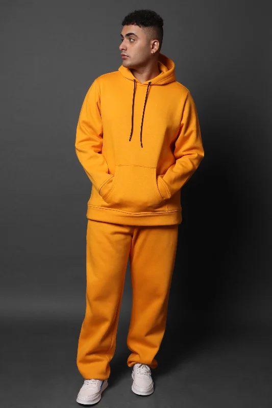 men's hoodies for outdoor activities -Basic Gold Yellow Hoodie Co-Ord Set#19