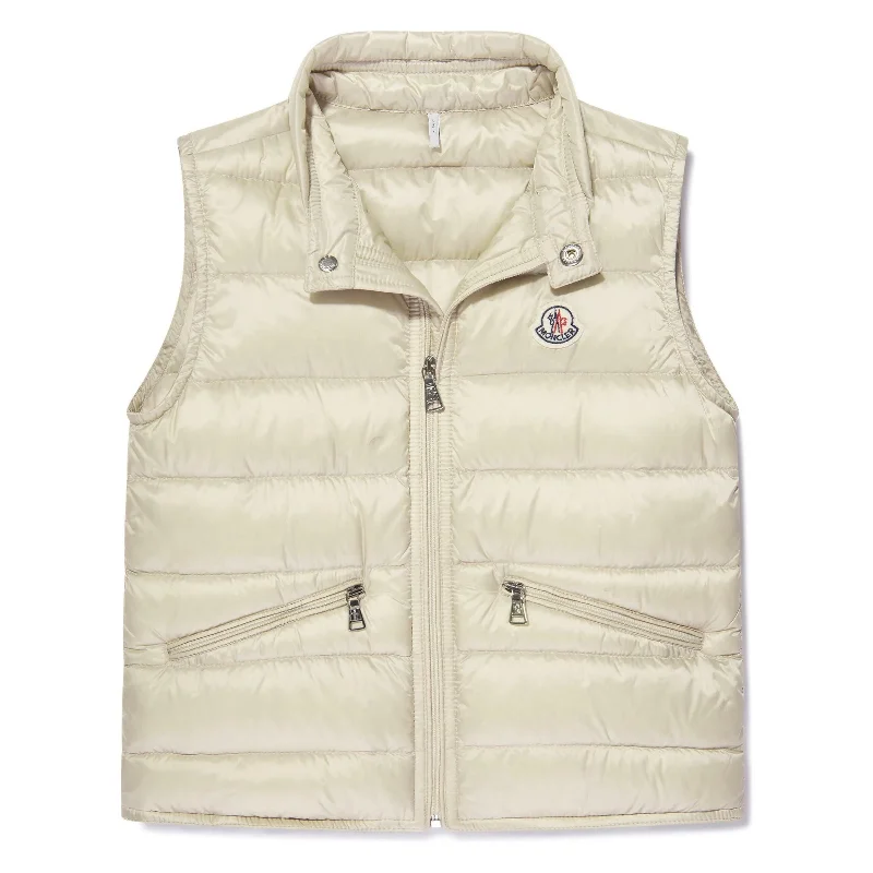 classic waistcoats for men -Beige Gui Down Vest