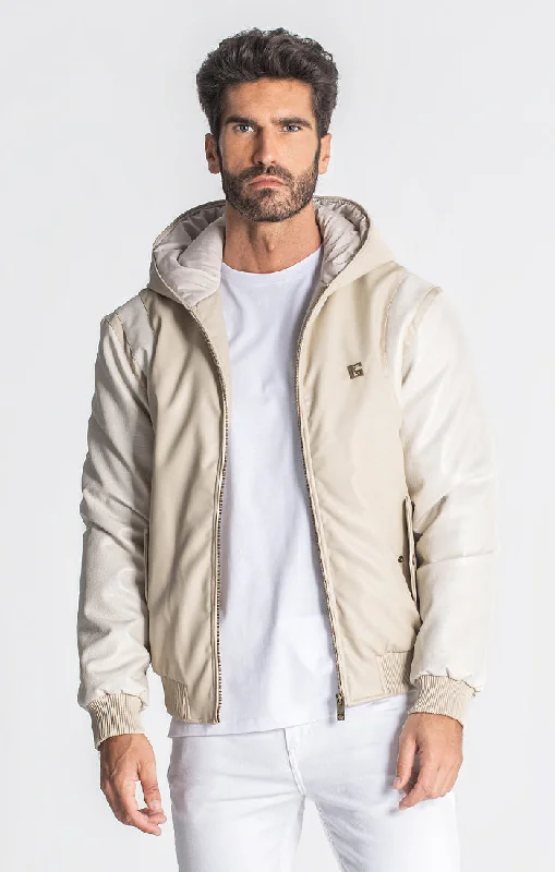 men's hoodies for casual wear -Beige Texas Hoodie Bomber