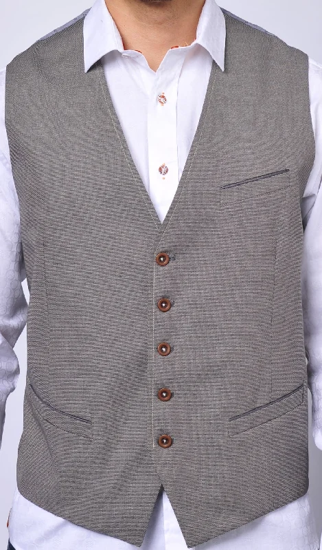 men's fashionable vests -Black and White Pin Dot Vest