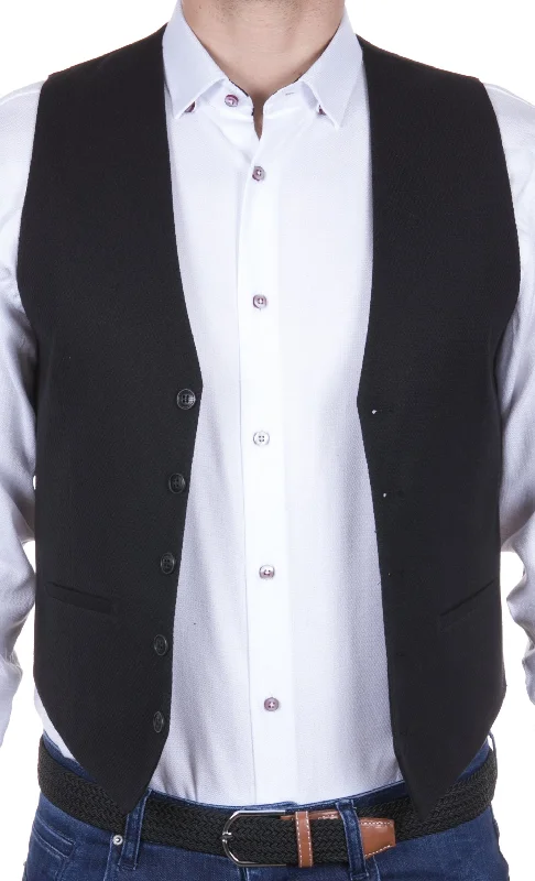 elegant waistcoats for men -Black Dobby Woven Vest