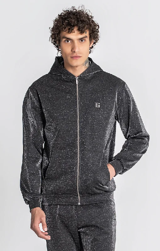 zip-up hoodies for men -Black Firework Hoodie Jacket