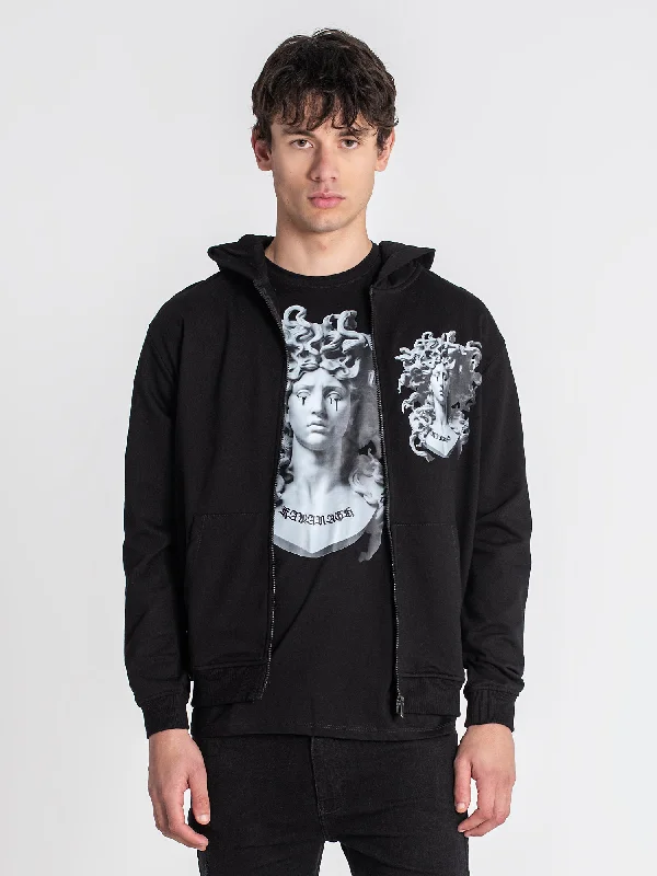 men's hoodie sweatshirt -Black Medusa Hoodie Jacket