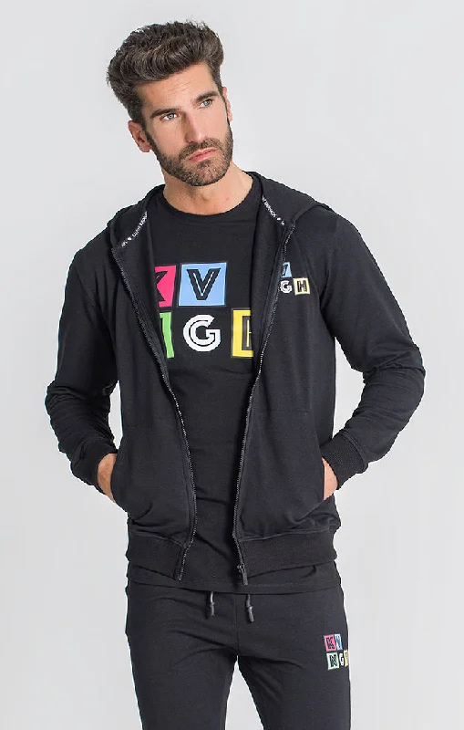 pullover hoodies for men -Black Chromatica Hoodie Jacket